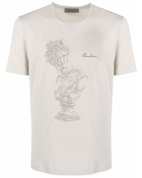 T-shirt à col rond imprimé beige Corneliani