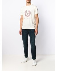 T-shirt à col rond imprimé beige Belstaff