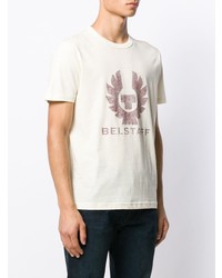 T-shirt à col rond imprimé beige Belstaff