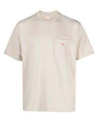 T-shirt à col rond imprimé beige Danton
