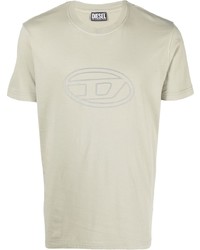 T-shirt à col rond imprimé beige Diesel