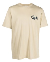 T-shirt à col rond imprimé beige Diesel