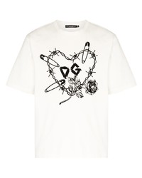 T-shirt à col rond imprimé beige Dolce & Gabbana