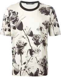 T-shirt à col rond imprimé beige Dolce & Gabbana