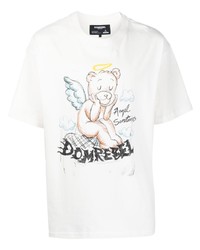 T-shirt à col rond imprimé beige DOMREBEL