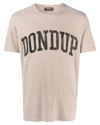 T-shirt à col rond imprimé beige Dondup