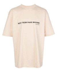 T-shirt à col rond imprimé beige Drôle De Monsieur