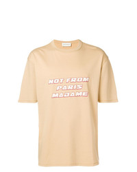 T-shirt à col rond imprimé beige Drôle De Monsieur