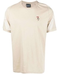 T-shirt à col rond imprimé beige Ea7 Emporio Armani