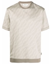 T-shirt à col rond imprimé beige Ermenegildo Zegna