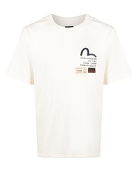 T-shirt à col rond imprimé beige Evisu