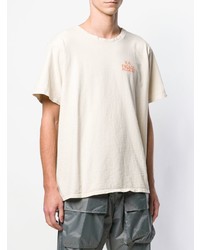 T-shirt à col rond imprimé beige Rhude