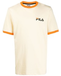 T-shirt à col rond imprimé beige Fila