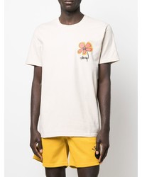 T-shirt à col rond imprimé beige Stussy