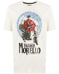 T-shirt à col rond imprimé beige Frankie Morello
