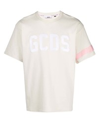 T-shirt à col rond imprimé beige Gcds