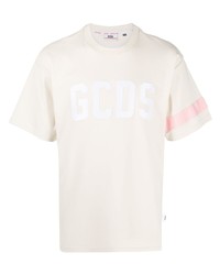 T-shirt à col rond imprimé beige Gcds