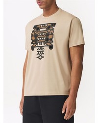 T-shirt à col rond imprimé beige Burberry