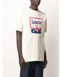 T-shirt à col rond imprimé beige Lanvin