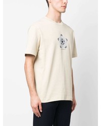 T-shirt à col rond imprimé beige Emporio Armani