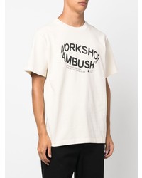 T-shirt à col rond imprimé beige Ambush