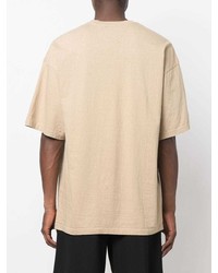 T-shirt à col rond imprimé beige Undercover