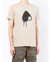 T-shirt à col rond imprimé beige Moose Knuckles