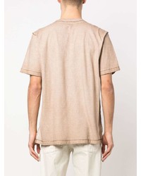 T-shirt à col rond imprimé beige Diesel