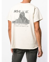 T-shirt à col rond imprimé beige Rhude