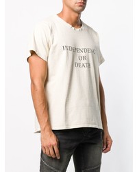 T-shirt à col rond imprimé beige Rhude