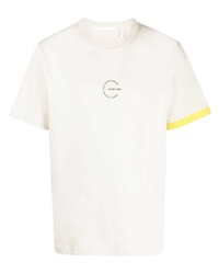 T-shirt à col rond imprimé beige Helmut Lang