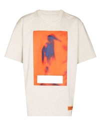 T-shirt à col rond imprimé beige Heron Preston