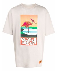 T-shirt à col rond imprimé beige Heron Preston