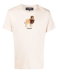 T-shirt à col rond imprimé beige Hydrogen