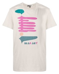 T-shirt à col rond imprimé beige Isabel Marant
