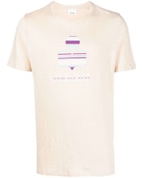 T-shirt à col rond imprimé beige Isabel Marant