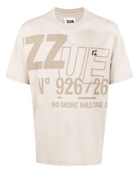 T-shirt à col rond imprimé beige Izzue