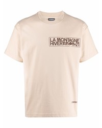 T-shirt à col rond imprimé beige Jacquemus