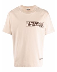 T-shirt à col rond imprimé beige Jacquemus