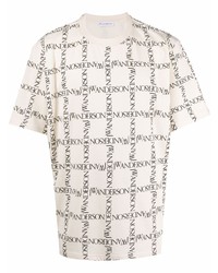 T-shirt à col rond imprimé beige JW Anderson