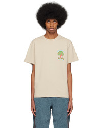 T-shirt à col rond imprimé beige JW Anderson