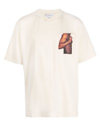 T-shirt à col rond imprimé beige JW Anderson