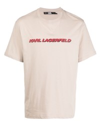 T-shirt à col rond imprimé beige Karl Lagerfeld