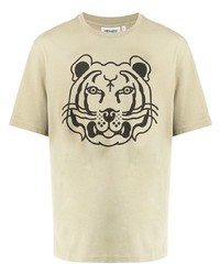 T-shirt à col rond imprimé beige Kenzo