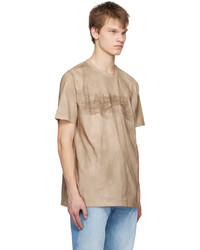 T-shirt à col rond imprimé beige Balmain