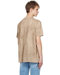 T-shirt à col rond imprimé beige Balmain