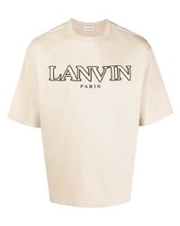T-shirt à col rond imprimé beige Lanvin