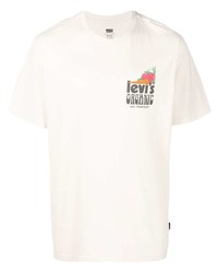 T-shirt à col rond imprimé beige Levi's
