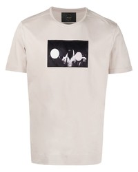 T-shirt à col rond imprimé beige Limitato