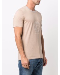 T-shirt à col rond imprimé beige Brunello Cucinelli